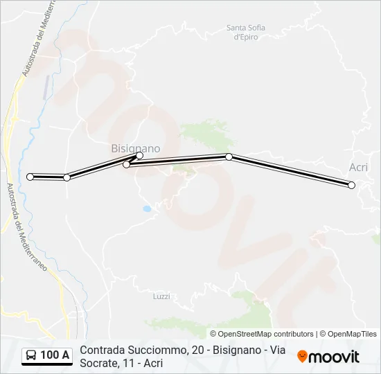 100 A Bus Line Map