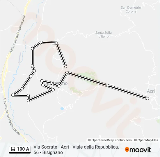 100 A Bus Line Map