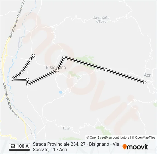 100 A Bus Line Map