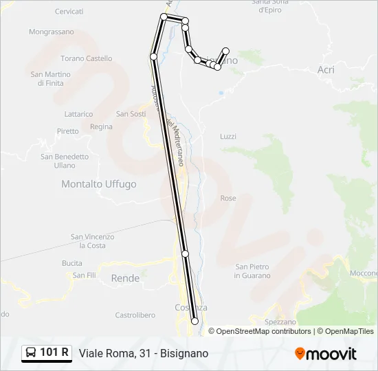 101 R Bus Line Map