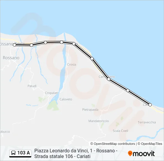 Percorso linea bus 103 A