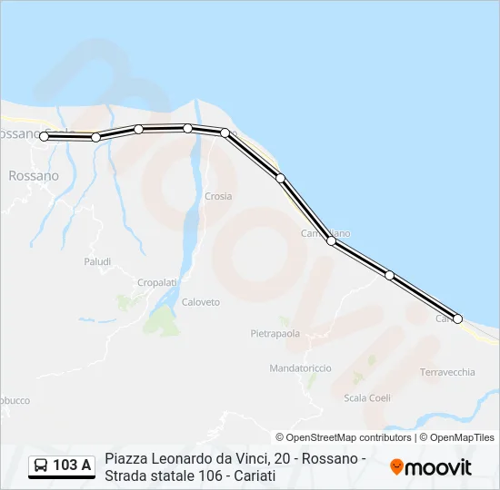103 A Bus Line Map