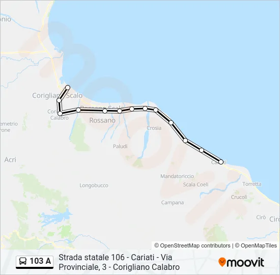 103 A Bus Line Map