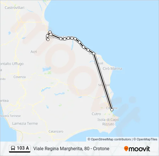 103 A Bus Line Map