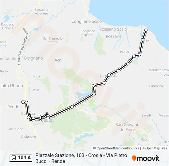 104 A Bus Line Map