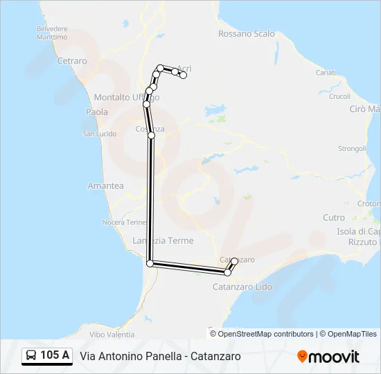 105 A Bus Line Map