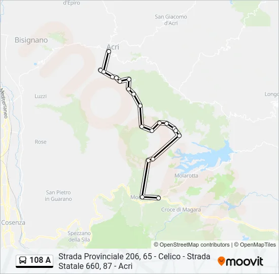 108 A Bus Line Map