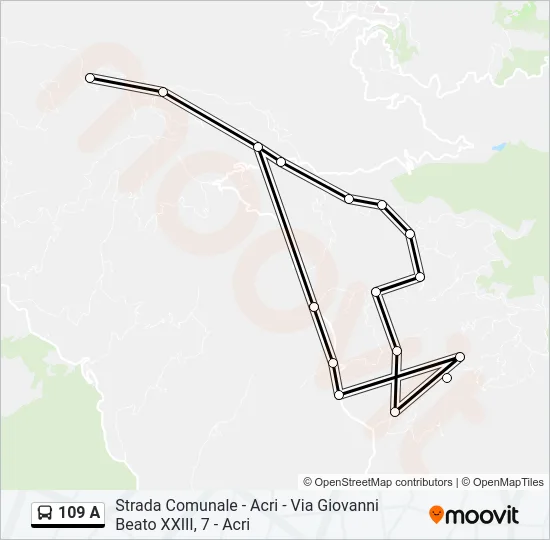 109 A Bus Line Map