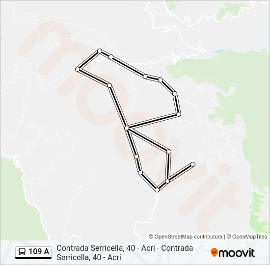 109 A Bus Line Map