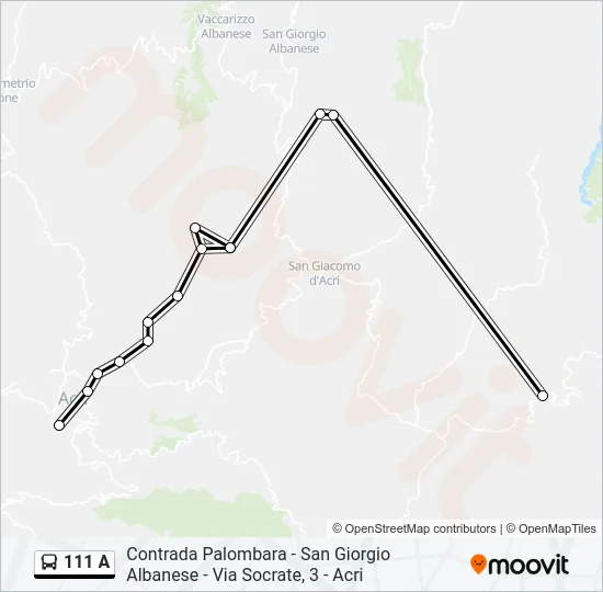 111 A Bus Line Map