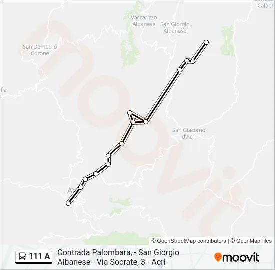 111 A Bus Line Map