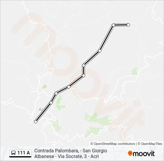 111 A Bus Line Map