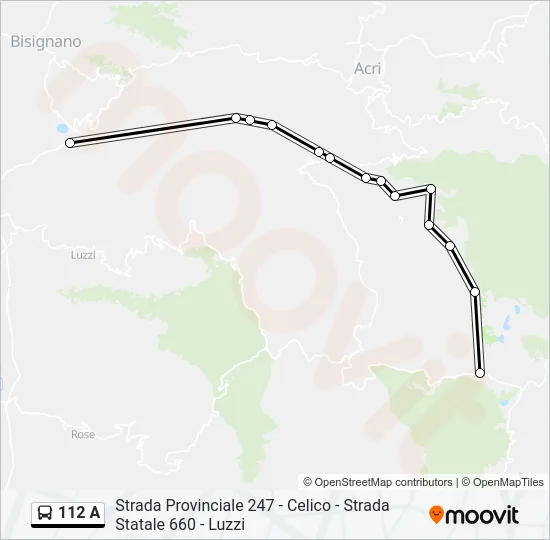 112 A Bus Line Map
