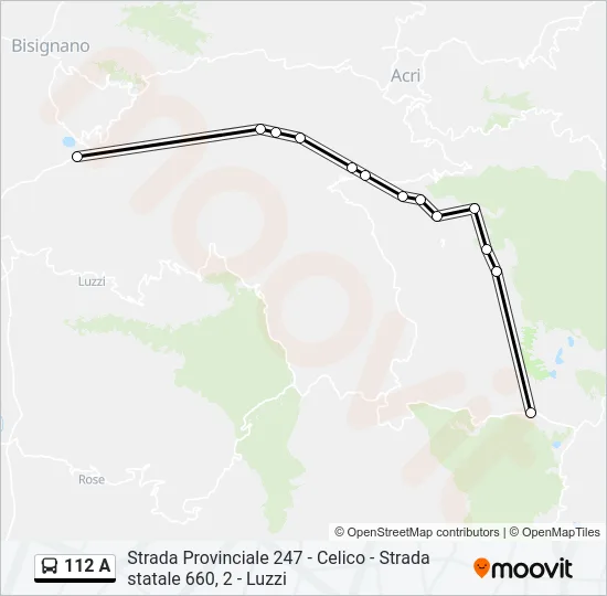 112 A Bus Line Map