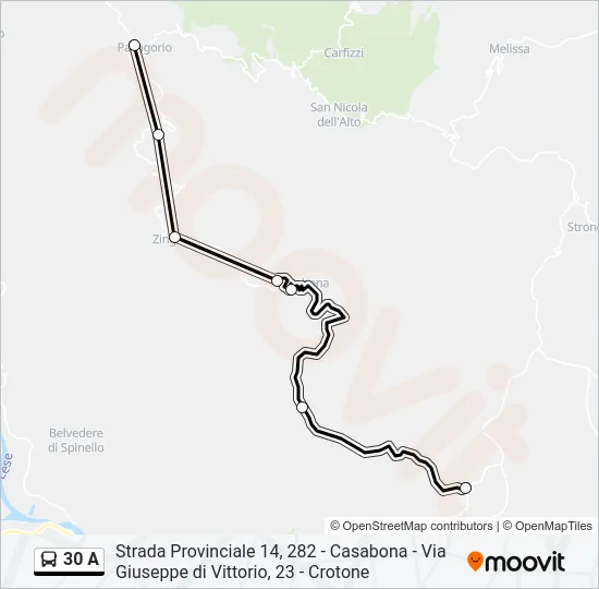 Percorso linea bus 30 A