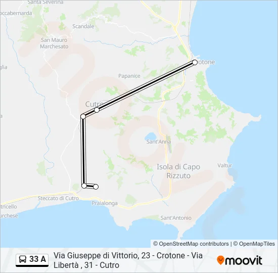 33 A Bus Line Map