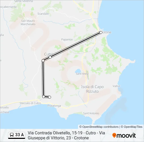 33 A Bus Line Map