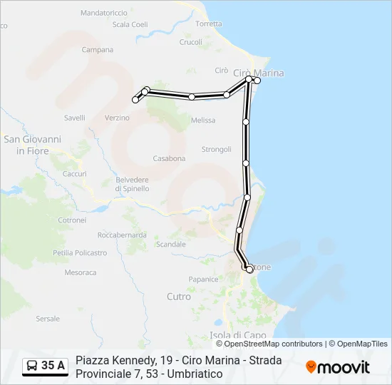 35 A Bus Line Map