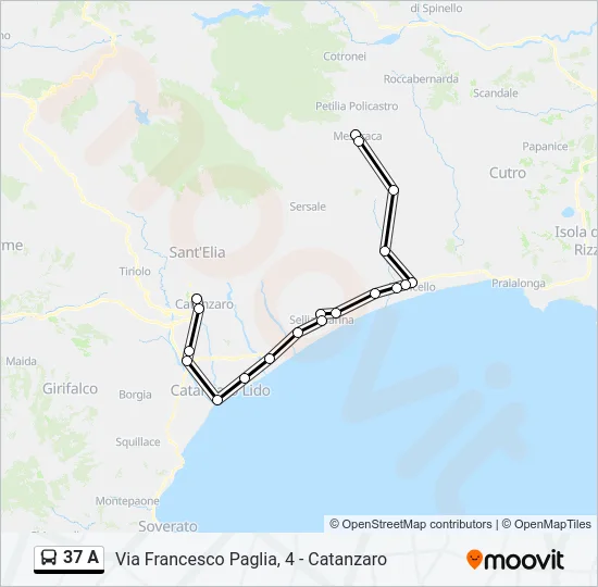 37 A Bus Line Map