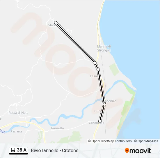 38 A Bus Line Map