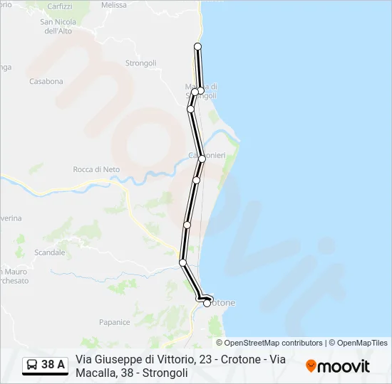 38 A Bus Line Map