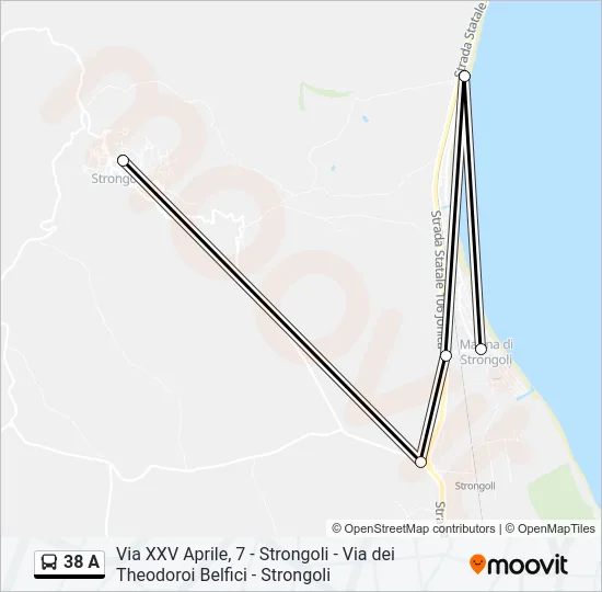 38 A Bus Line Map