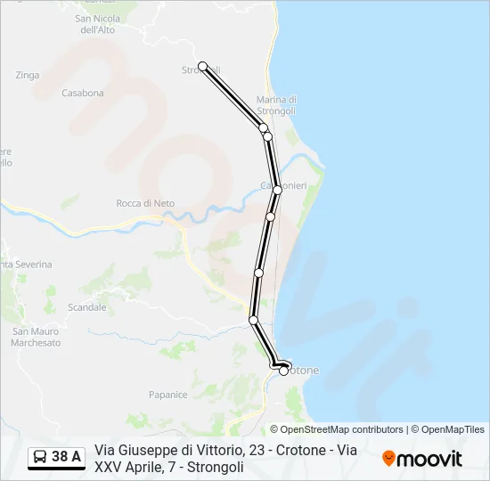 38 A Bus Line Map