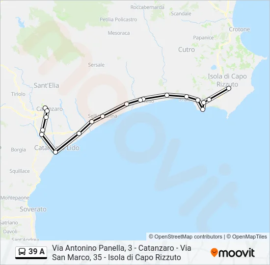 39 A Bus Line Map