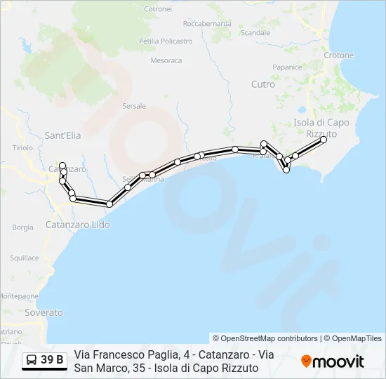 39 B Bus Line Map