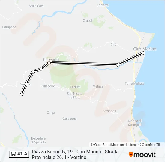 41 A Bus Line Map