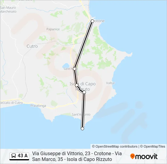 43 A Bus Line Map