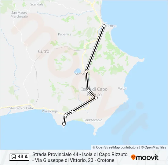 43 A Bus Line Map