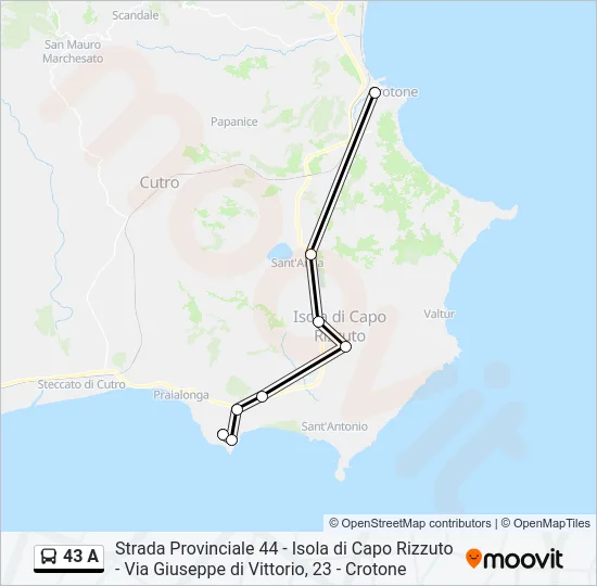 43 A Bus Line Map