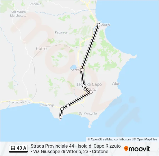 43 A Bus Line Map