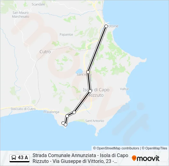 43 A Bus Line Map
