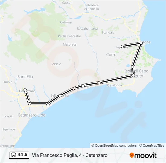 44 A Bus Line Map
