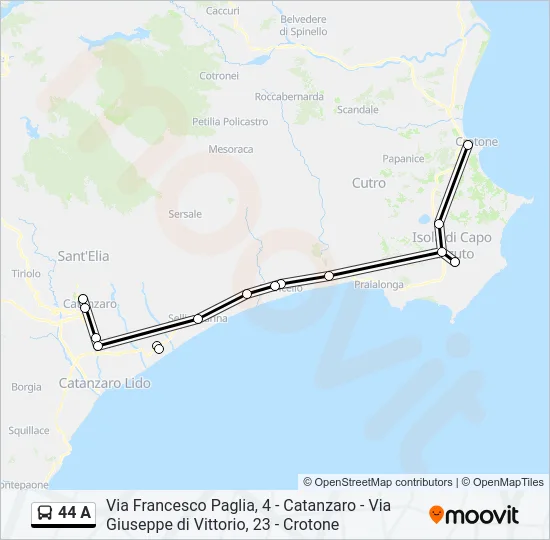 44 A Bus Line Map
