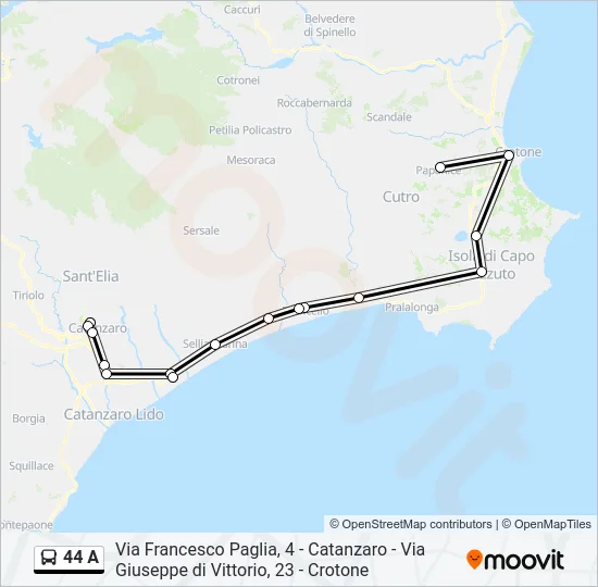 44 A Bus Line Map