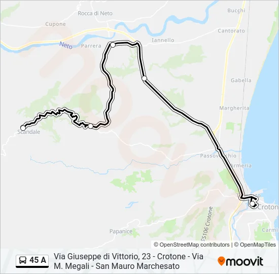 45 A Bus Line Map