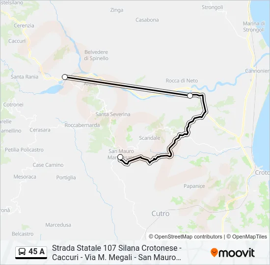 45 A Bus Line Map