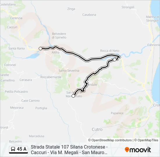 45 A Bus Line Map