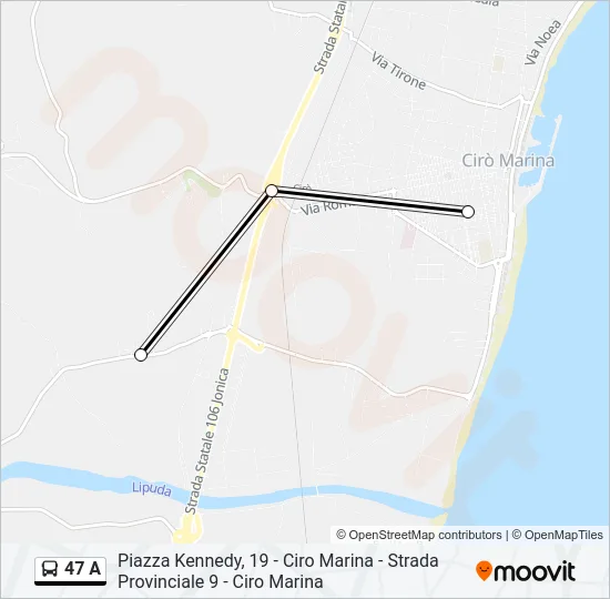 47 A Bus Line Map