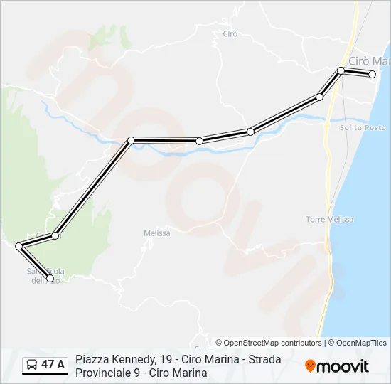 47 A Bus Line Map