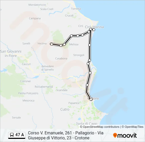 47 A Bus Line Map
