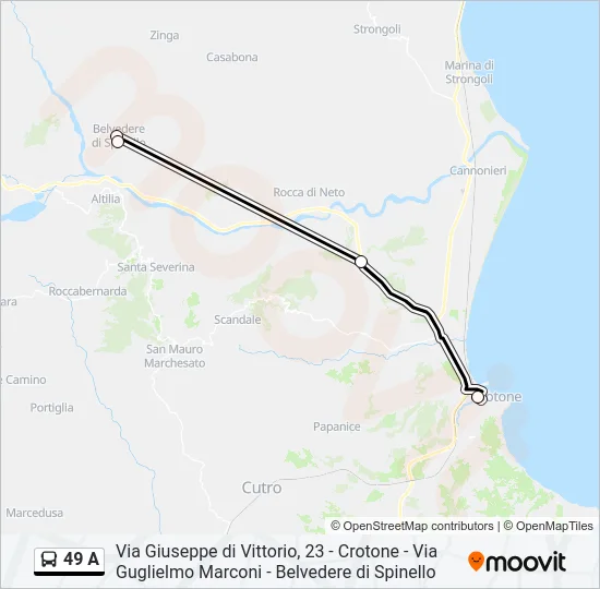 49 A Bus Line Map