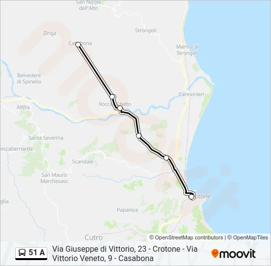 51 A Bus Line Map