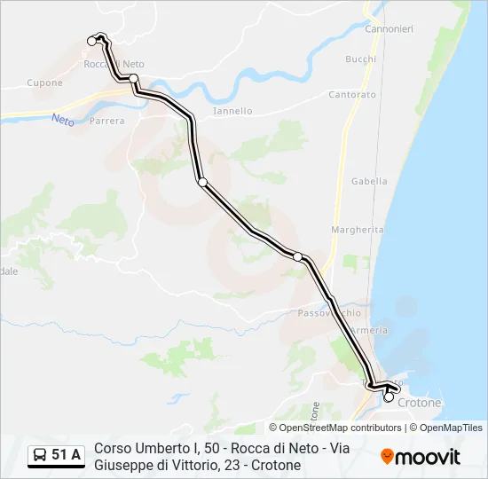 51 A Bus Line Map