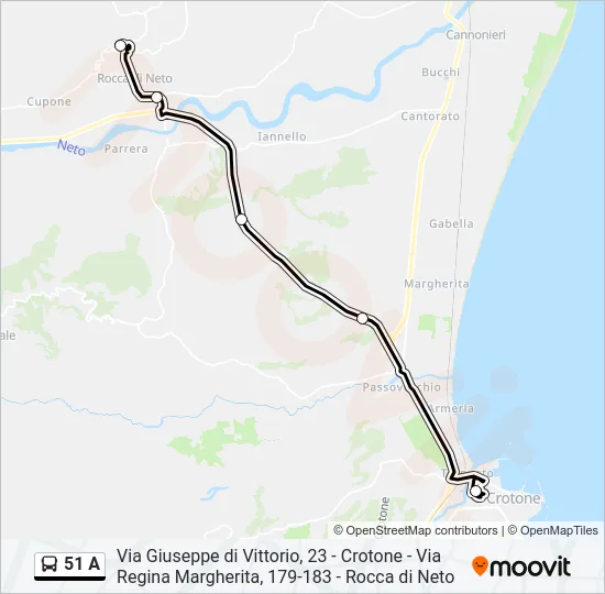51 A Bus Line Map