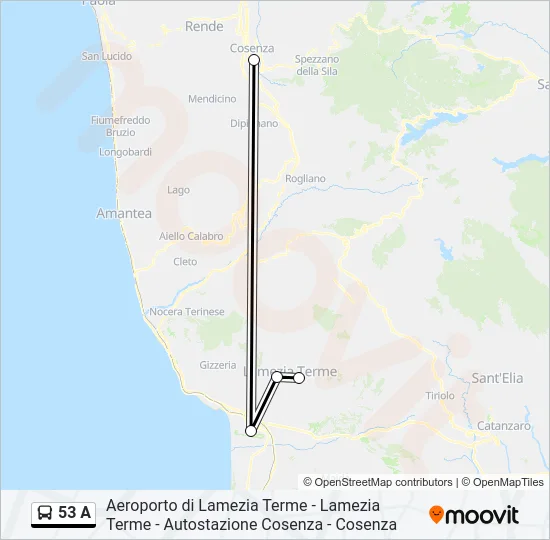 53 A Bus Line Map