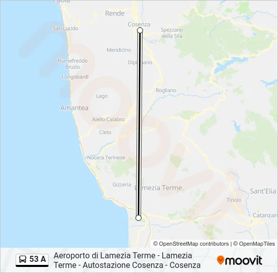 53 A Bus Line Map